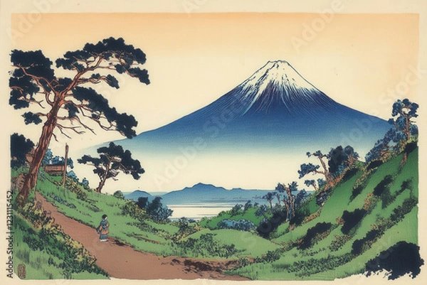 Obraz 浮世絵（Ukiyoe）／富士山が見える風景