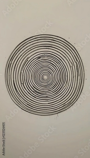 Fototapeta Abstract concentric circles artwork in black and white