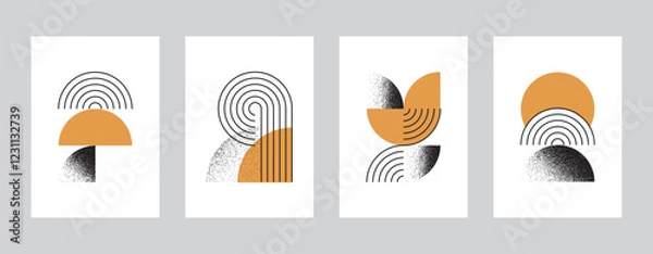 Fototapeta Mid century design bundle. abstract minimalist element for wall art, poster etc
