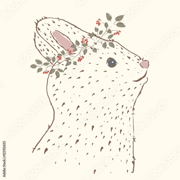 Obraz Cute rabbit. Vintage portrait