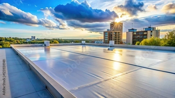 Fototapeta New Construction Penthouse Roof: Waterproof PVC TPO Membrane Installation
