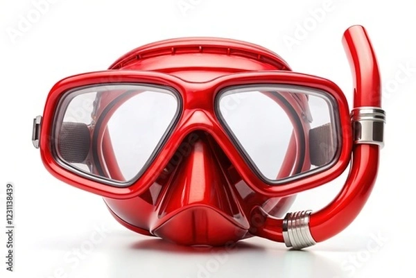 Obraz Professional Red Dive Mask & Snorkel Set Isolated on White Background - Underwater Gear