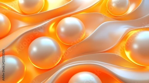 Fototapeta abstract orange & pearl waves background - abstract backgrounds