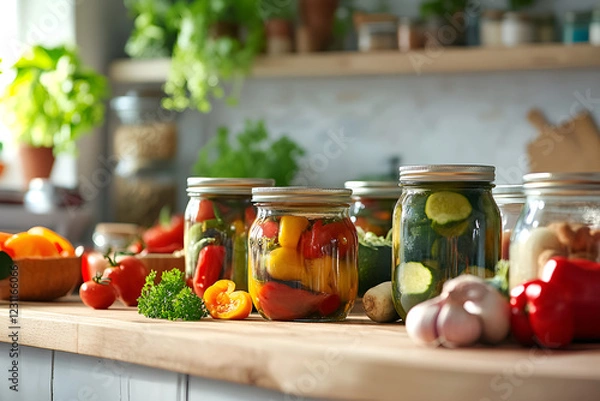 Fototapeta "Homemade Condiments: Mastering Pickling and Canning Techniques"