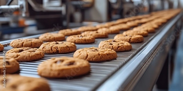 Obraz Cookie production process factory food photography industrial environment close-up view concept of efficiency in baking