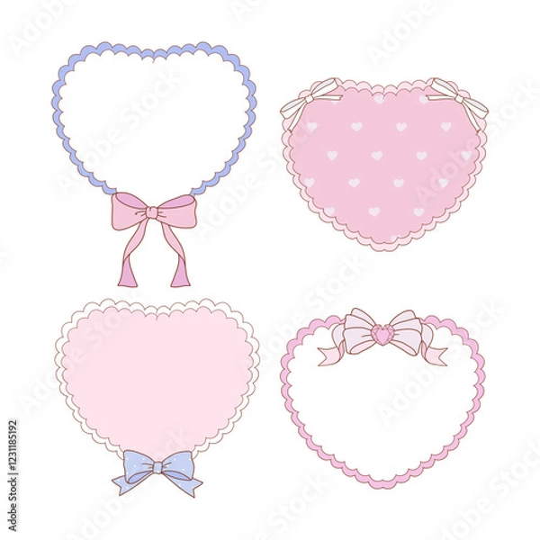 Obraz Valentine s day frames collection with hand drawn whimsical heart frames in coquette style  graphic set light pink pastel color style vector 13