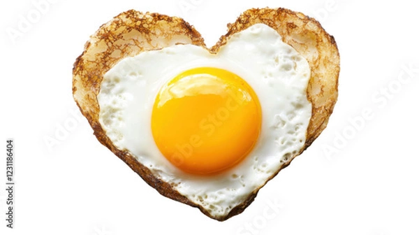Fototapeta Heart shaped fried egg on transparent background representing love and breakfast