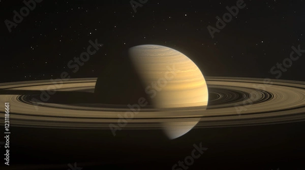 Obraz A breathtaking depiction of Saturn in the cosmos, showcasing its rings and glowing appearance. Perfect for space-themed projects