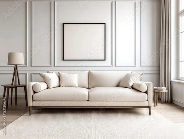 Fototapeta Modern home interior design embracing lifestyle trends in a minimalist living room environment