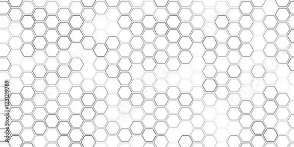 Fototapeta Seamless Geometric Black and White Hexagons Pattern with Honeycomb Structure. Vector Art.