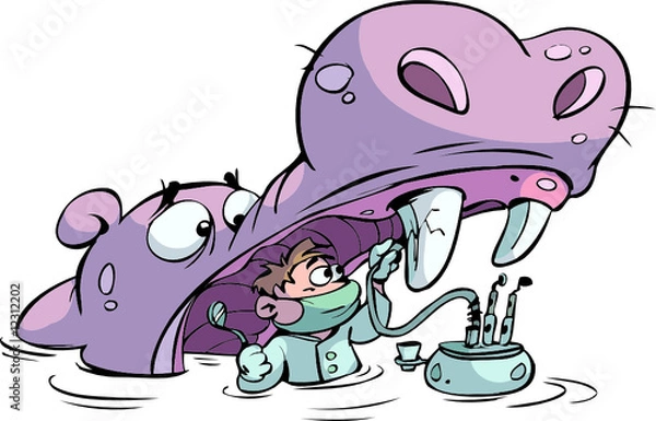 Obraz Dentist working on hippo