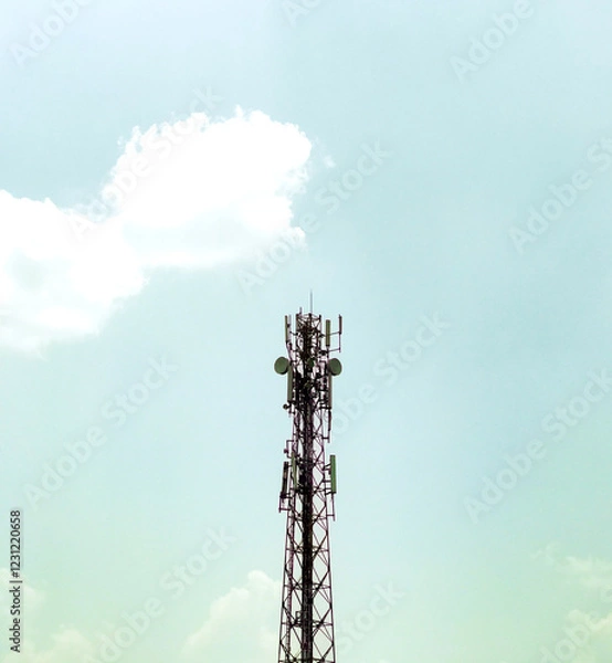 Fototapeta Tower With Sky And Clouds Background
