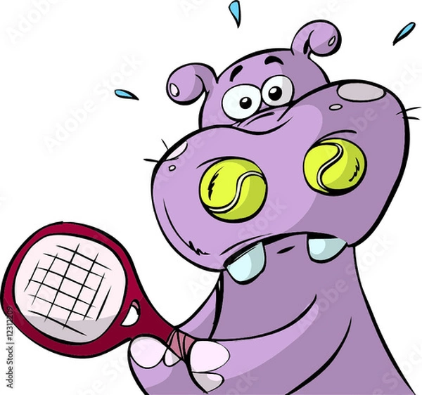 Obraz Tenisowy hipopotam