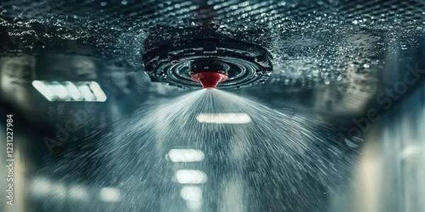 Fototapeta Comprehensive indoor fire suppression systems utilize advanced smoke detectors.