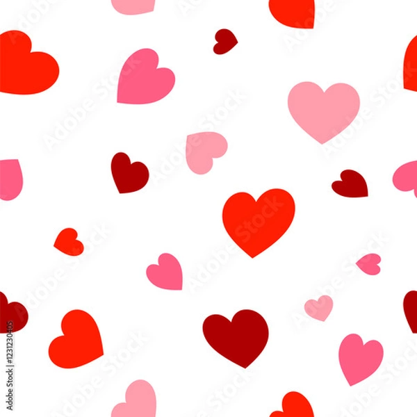Fototapeta Heart pattern seamless valentines day background. Love heart red and pink pattern illustration.