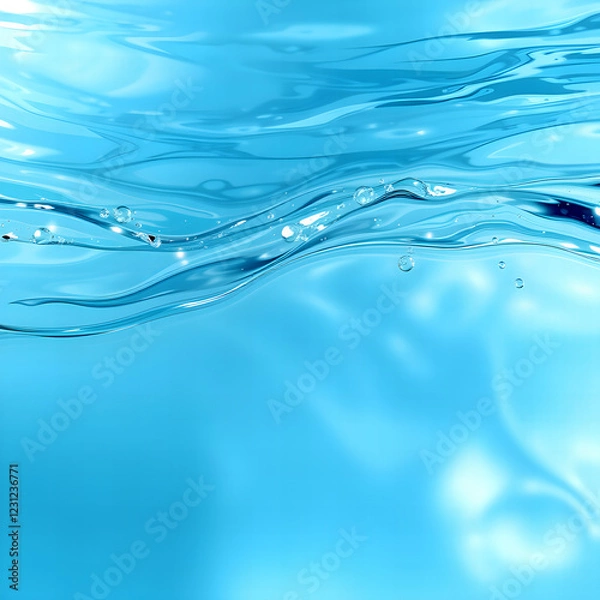 Obraz Crystal Clear Blue Water Waves - Refreshing Liquid Texture
