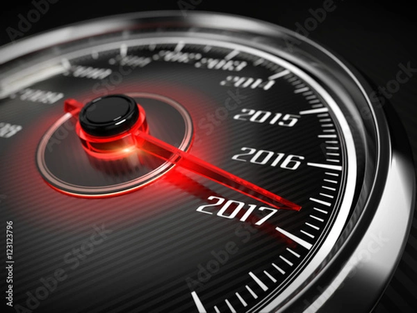 Fototapeta 2017 year car speedometer concept. 3d render