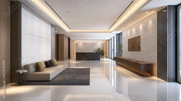 Fototapeta Modern Lobby Interior Design With Seating Area