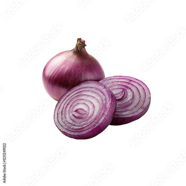 Fototapeta sliced  onion isolated on a transparent background, in PNG format