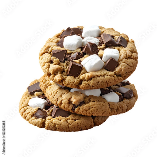 Fototapeta S'mores Cookies with Marshmallow and Graham Cracker Isolated on Transparent Background