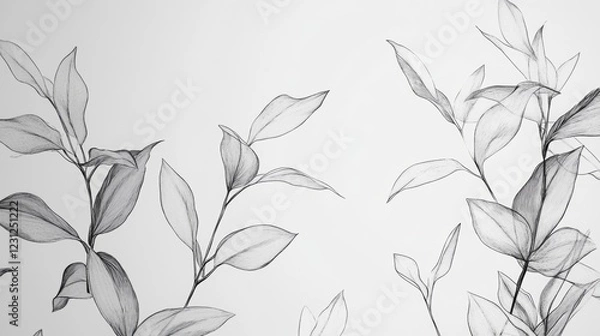 Fototapeta 95.A black-on-white collection of minimalist plant drawings, including flowers and stems, rendered with continuous line art for a chic and timeless feel.