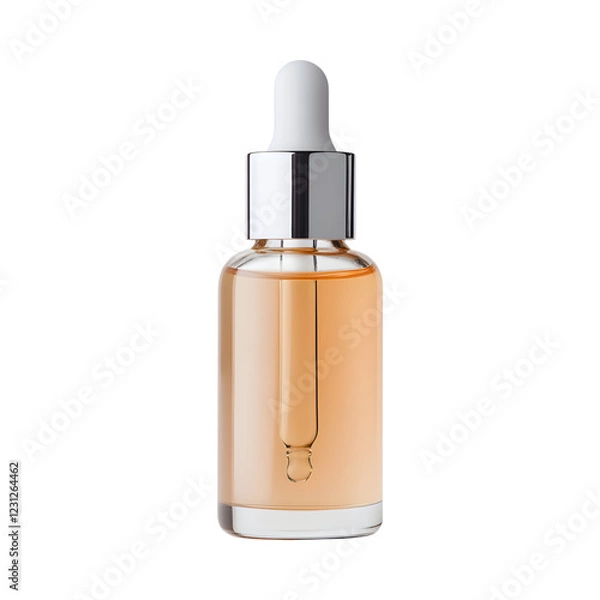 Fototapeta Glass Dropper Bottle of Face Oil with Golden Tin Isolated on Transparent Background
