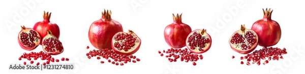 Obraz Pomegranate with seeds isolated on a transparent background
