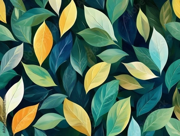 Fototapeta Captivating Botanical Reverie Mesmerizing Organic Symmetry and Vibrant Jewel Toned Leaves Pattern