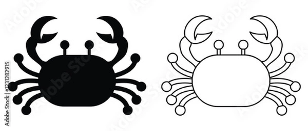 Fototapeta Crab icon, crab vector icon. Stone crab flat icon. Sea crab silhouette isolated. Vector illustration. Isolated in white background
