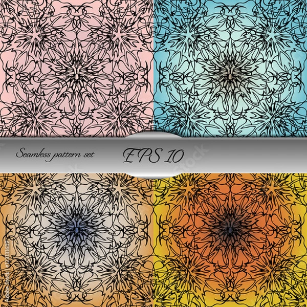 Fototapeta Set of elegant seamless patterns