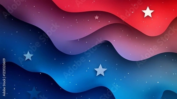 Fototapeta Celebrate Labor Day with a stunning blue-white-red gradient banner. Perfect for events, promotions, and social media. Honor workers with style