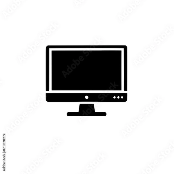 Fototapeta Simple Desktop Monitor Icon: A minimalist and sleek icon depicting a desktop monitor with a black silhouette on a clean background, ideal for website and app design. 