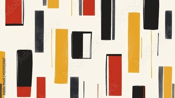 Fototapeta rhythmic stripe design, multicolored vertical blocks, contemporary pattern style, white background, geometric composition, playful color arrangement, modern minimalist aesthetic, seamless repeat