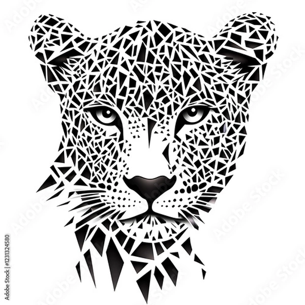 Obraz Abstract Leopard Head, Geometric Art, Wildlife, Graphic Design, Possible Tattoo Design