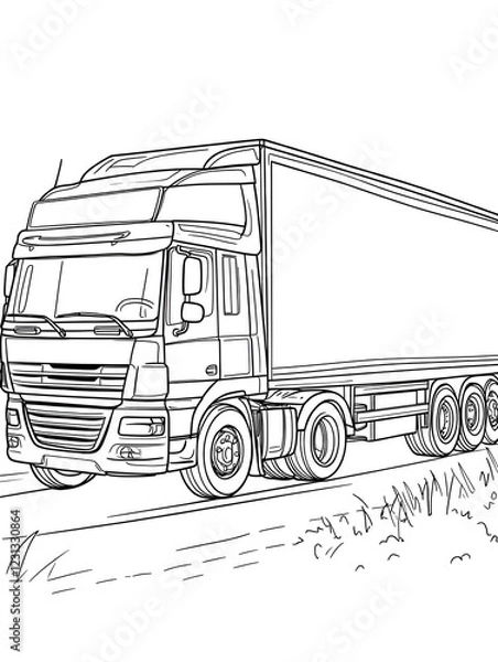 Fototapeta Professional Commercial Truck for Kids Coloring and Learning