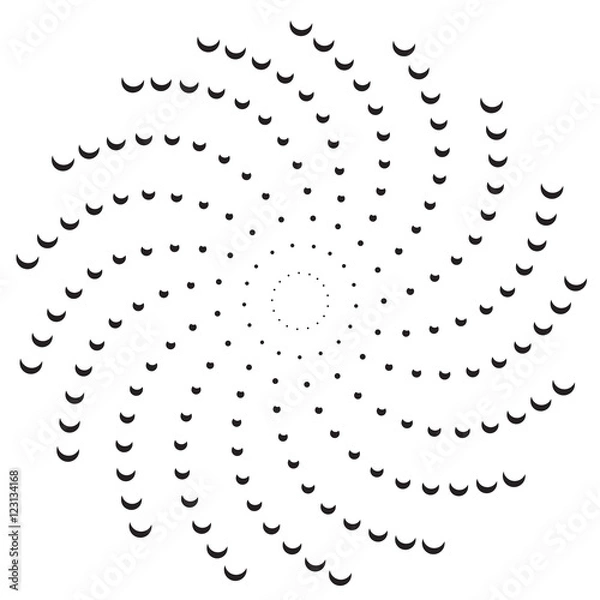 Fototapeta Croissant dots spirale background. Abstract vector object