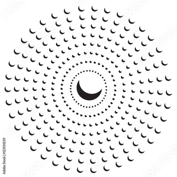 Obraz Croissant or crescent dots spiral background, abstract vector object