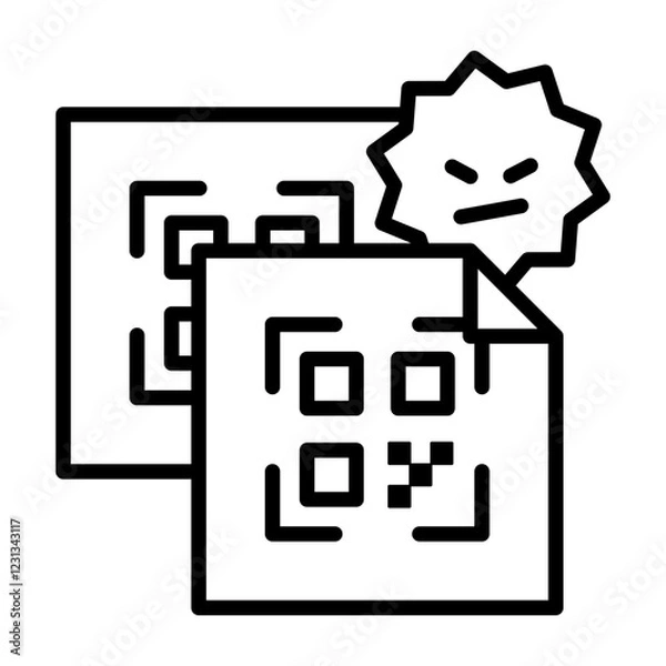 Fototapeta An image icon warning you about fraud. The QR code has been replaced. There are viruses around it.