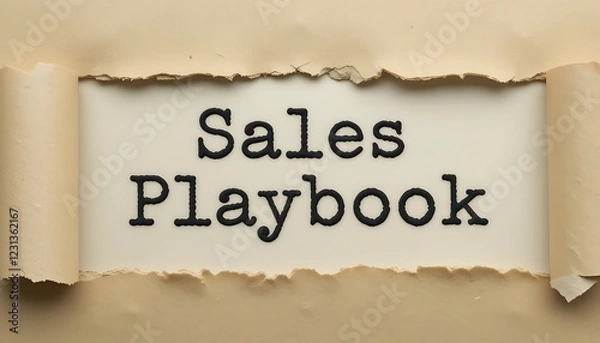 Fototapeta Revealing Sales Playbook Secret Strategy: A Torn Paper Concept Image