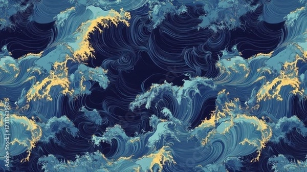 Obraz Abstract Ocean Waves Seamless Pattern