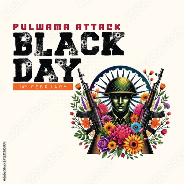 Obraz Remember our heroes of the Pulwama Attack tribute a black day in India Social Media Post banner
