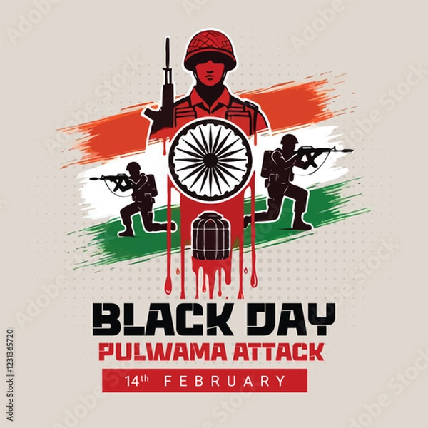 Obraz Remember our heroes of the Pulwama Attack tribute a black day in India Social Media Post banner

