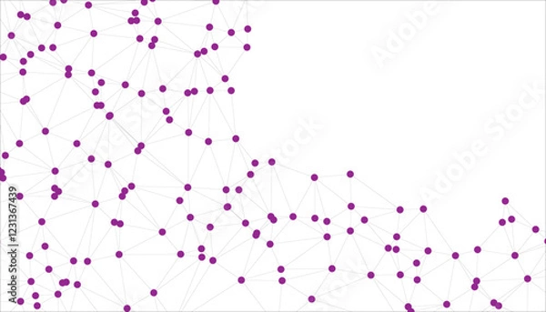 Fototapeta Abstract Black and White Polygonal Network Background with Connected Dots and Lines for Digital Applications