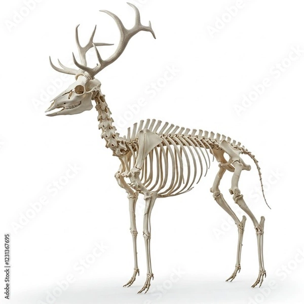 Fototapeta white deer skeleton anatomical illustration 3d rendering on white background