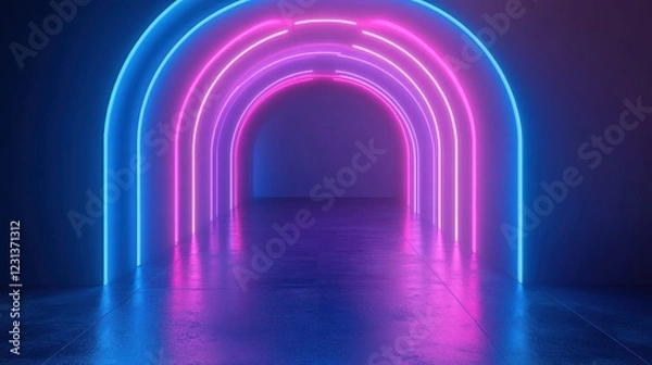 Fototapeta Vibrant blue abstract artwork with flowing patterns and luminous effects in a dark background