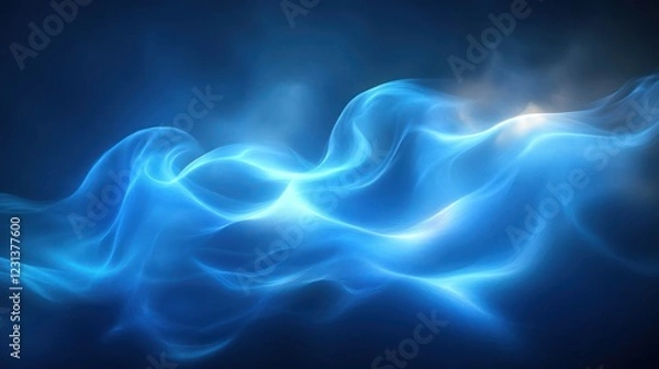 Fototapeta Blue energy waves, dark background, digital art, website design