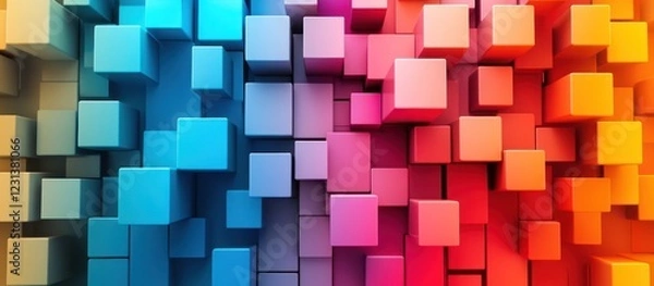 Fototapeta Colorful 3D Cubes Abstract Background