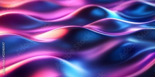 Fototapeta Stunning 3D render of glossy metallic blue and purple abstract shapes with smooth curves, set against a dark background, perfect for modern and futuristic designs