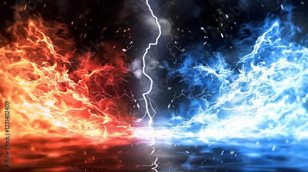 Obraz " 相対的な赤と青のエナジーのバックグラウンド ."