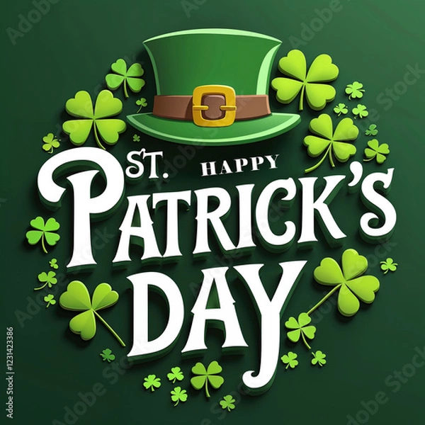 Obraz St. Patrick's Day Backdrop Filled with Lush Green Shamrocks and Clovers